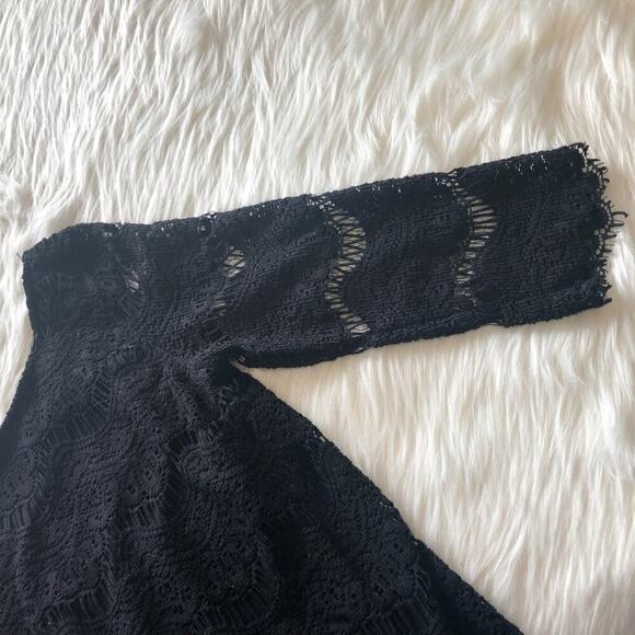 Zara Black Knit Sheath Lace Midi Dress Size L - Picture 3 of 6